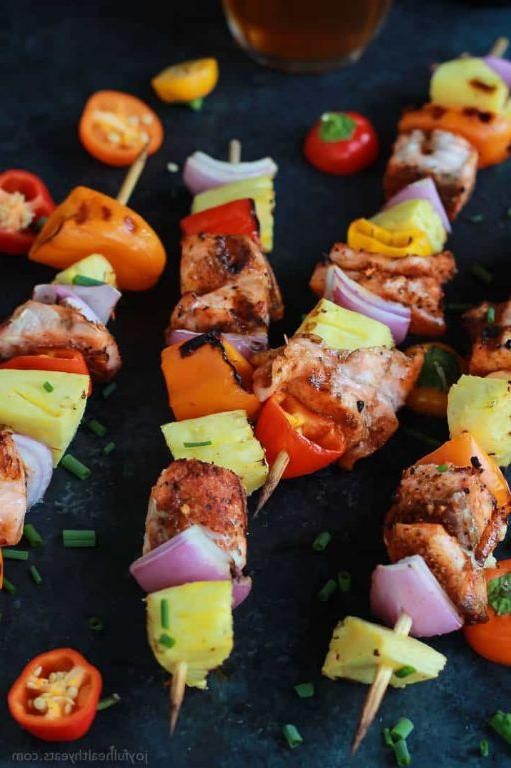 King Salmon Kebabs with Bell Peppers and Onions
