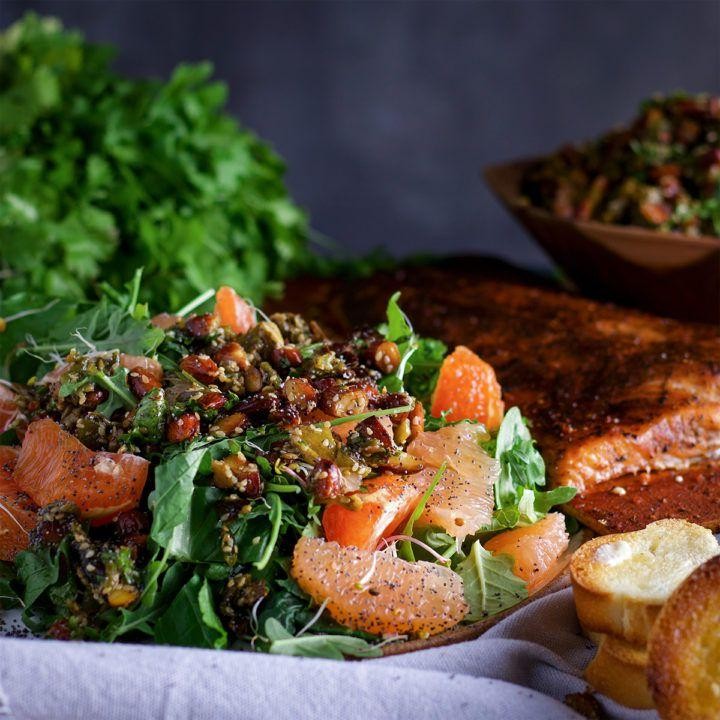 King Salmon Salad with Arugula and Citrus Vinaigrette