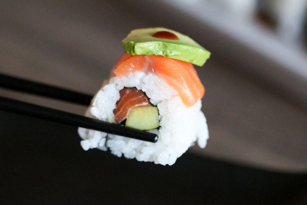 King Salmon Sushi Rolls with Cucumber and Avocado