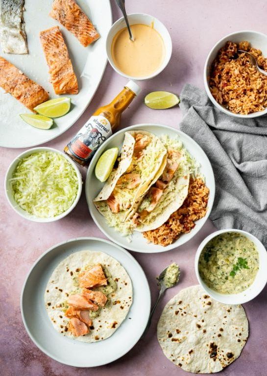 King Salmon Tacos with Chipotle Aioli