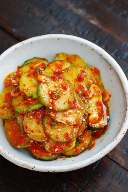 Korean Spicy Pickled Cucumbers (Oi Muchim)