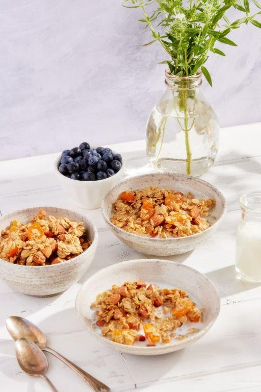 Lactation granola with almonds and dried apricots