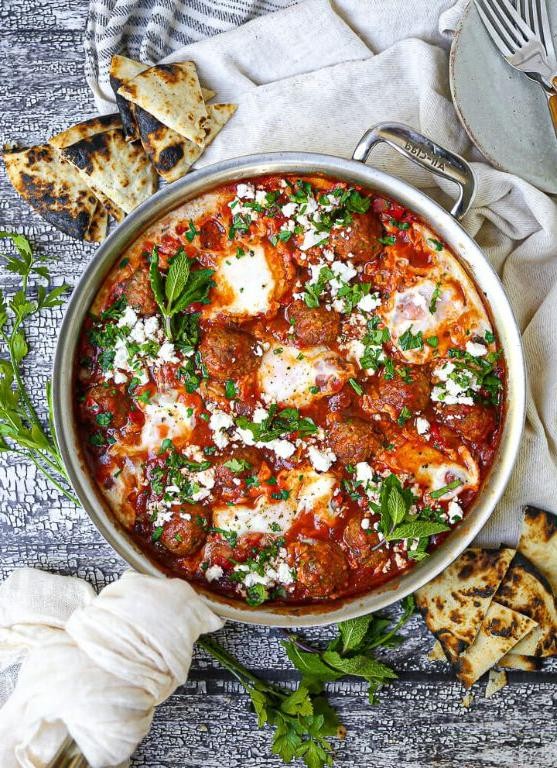 Lamb Meatball Shakshouka with Mint