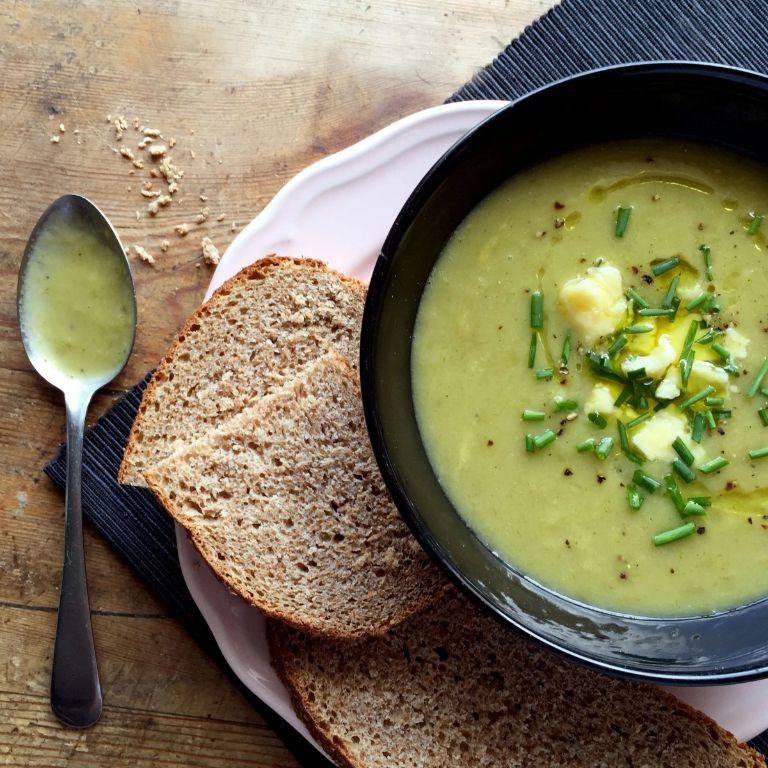 Leek and Potato Soup with Chive Oil