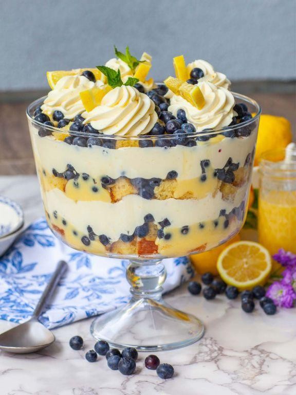 Lemon Blueberry Punch Bowl Cake