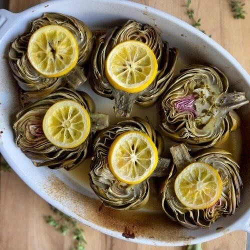 Lemon Herb Roasted Whole Artichokes