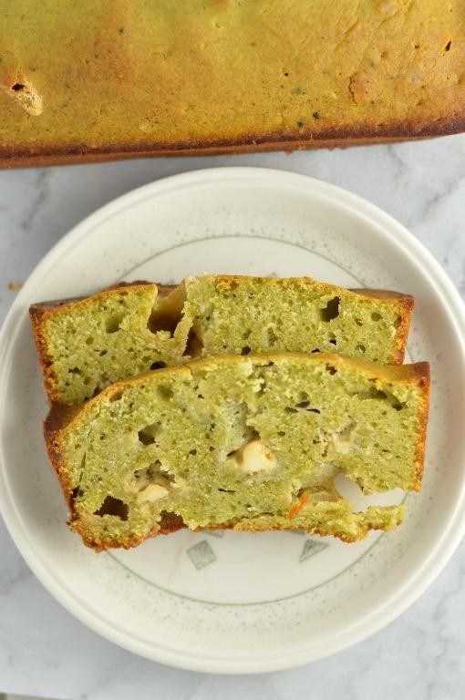 Lemon Matcha Bread with White Chocolate Drizzle