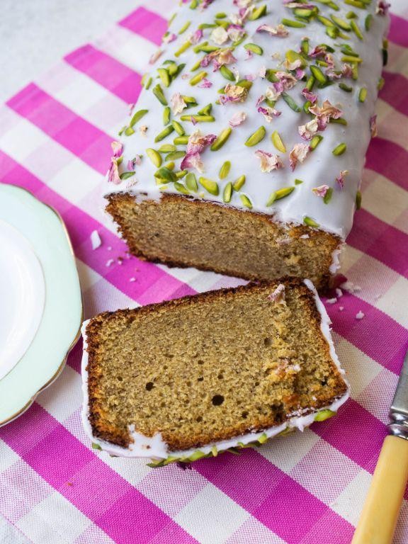 Lemon Pistachio Bread with Rosewater Glaze