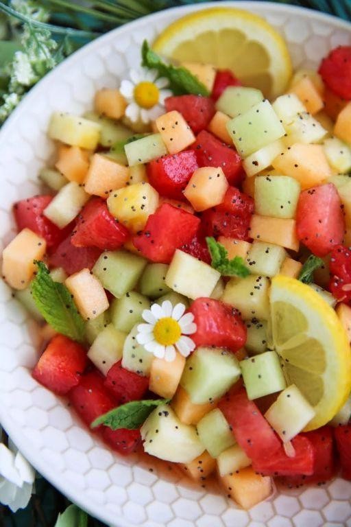 Lemon Poppy Seed Melon Fruit Salad