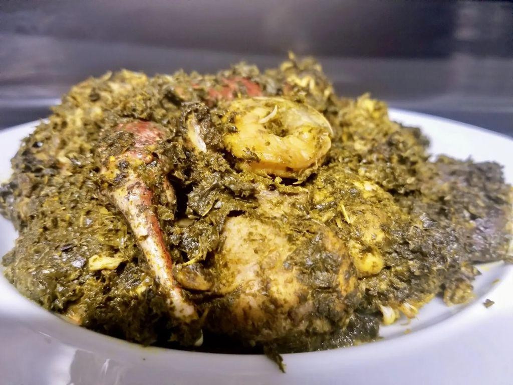 Liberian Yam and Cassava Leaf Stew