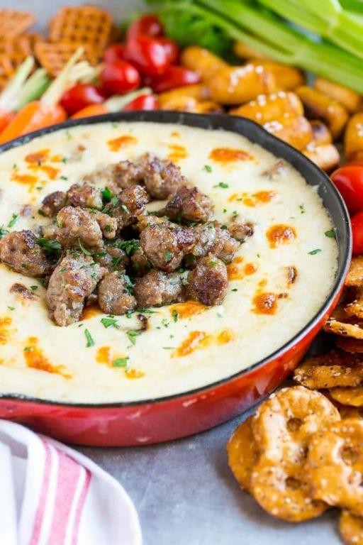 Loaded Sausage Beer Cheese Dip