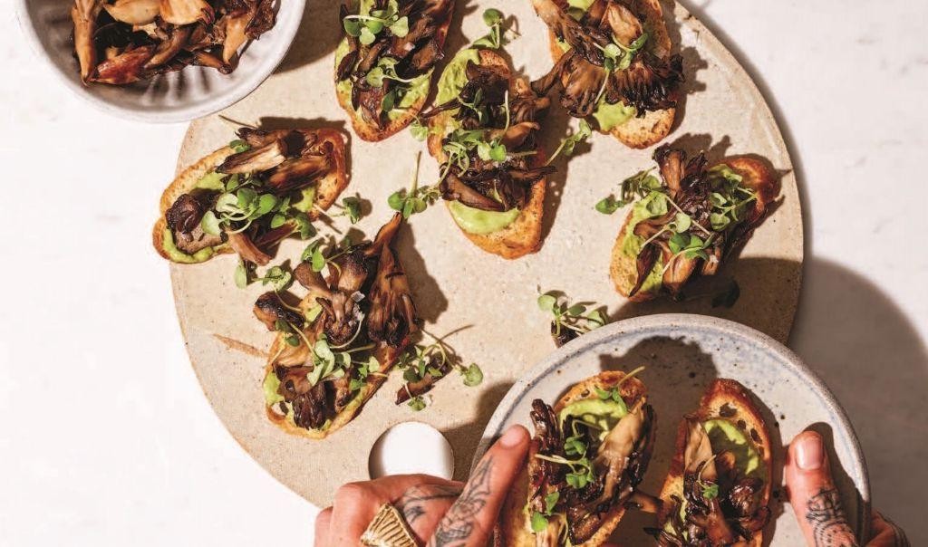 Maitake Mushroom and Herb Butter Crostini