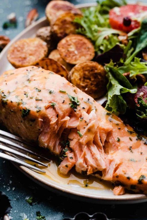 Maple Glazed King Salmon with Roasted Vegetables