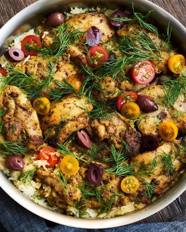 Mediterranean Chicken and Rice Skillet