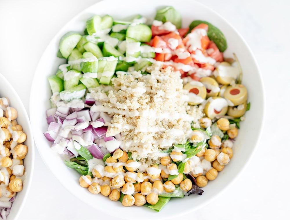Mediterranean Quinoa Bowl with Lemon Tahini Dressing
