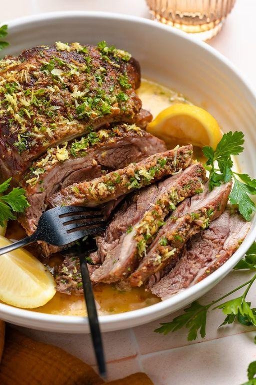 Mediterranean Spiced Boneless Leg of Lamb with Lemon