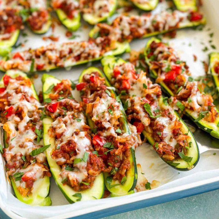 Mexican Rice Stuffed Zucchini Boats