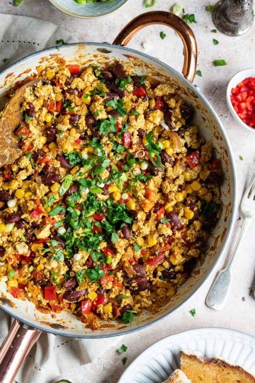 Mexican Tofu Scramble with Peppers and Onions