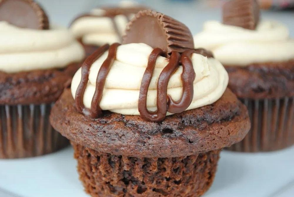 Mini Reese Cup Stuffed Cupcakes