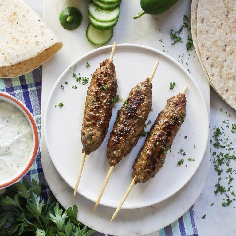 Moroccan Beef Kefta Kebabs with Mint Yogurt Sauce