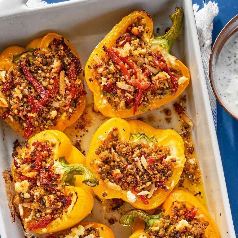 Moroccan Stuffed Bell Peppers with Couscous