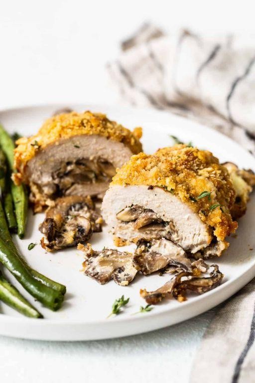 Mushroom and Brie Stuffed Pork Chops