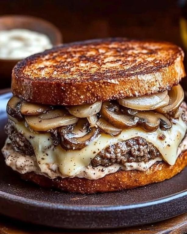 Mushroom and Swiss Patty Melt