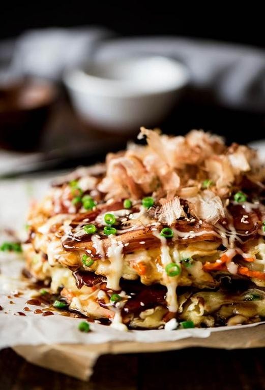 Okonomiyaki with Corn and Bacon