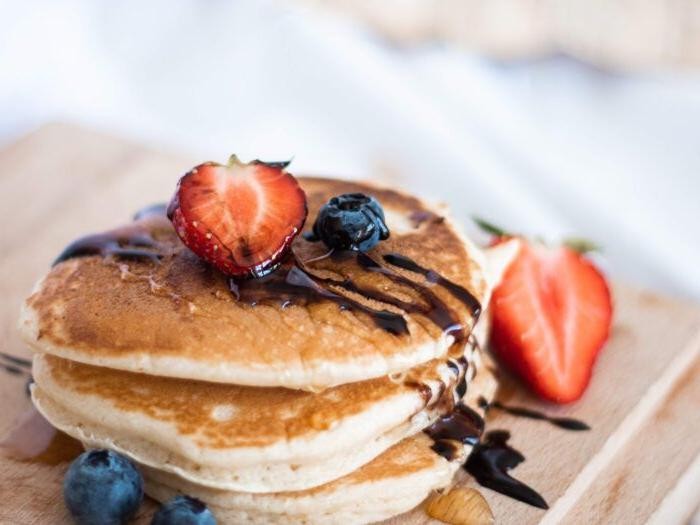 Olive Oil Pancakes with Fresh Berries