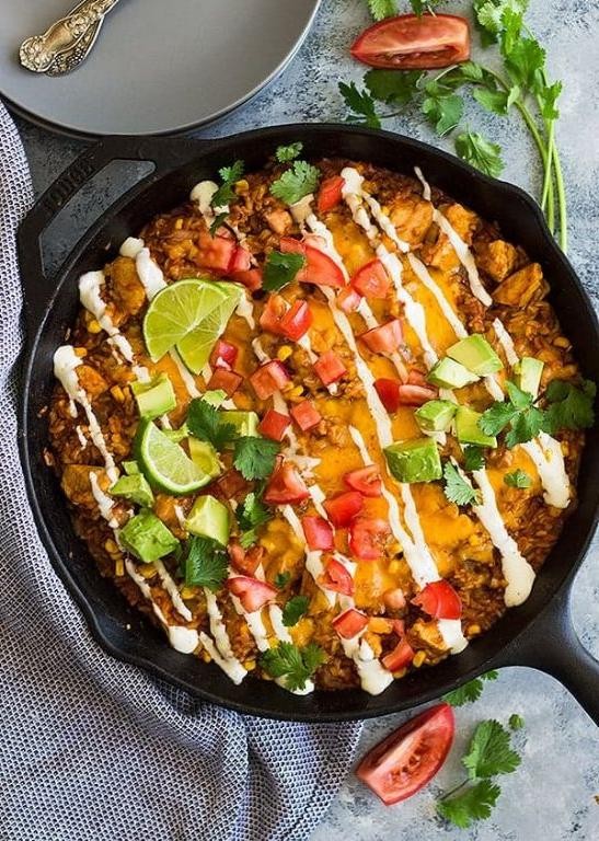 One-Pot BBQ Chicken and Rice Skillet