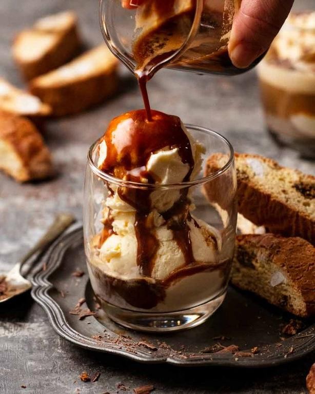 Orgeat Syrup Affogato with Vanilla Ice Cream
