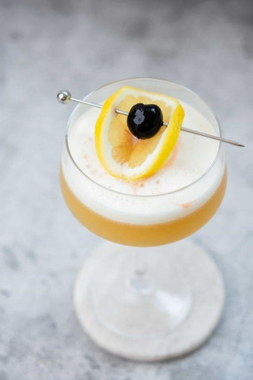 Orgeat Syrup Whiskey Sour with Egg White Foam