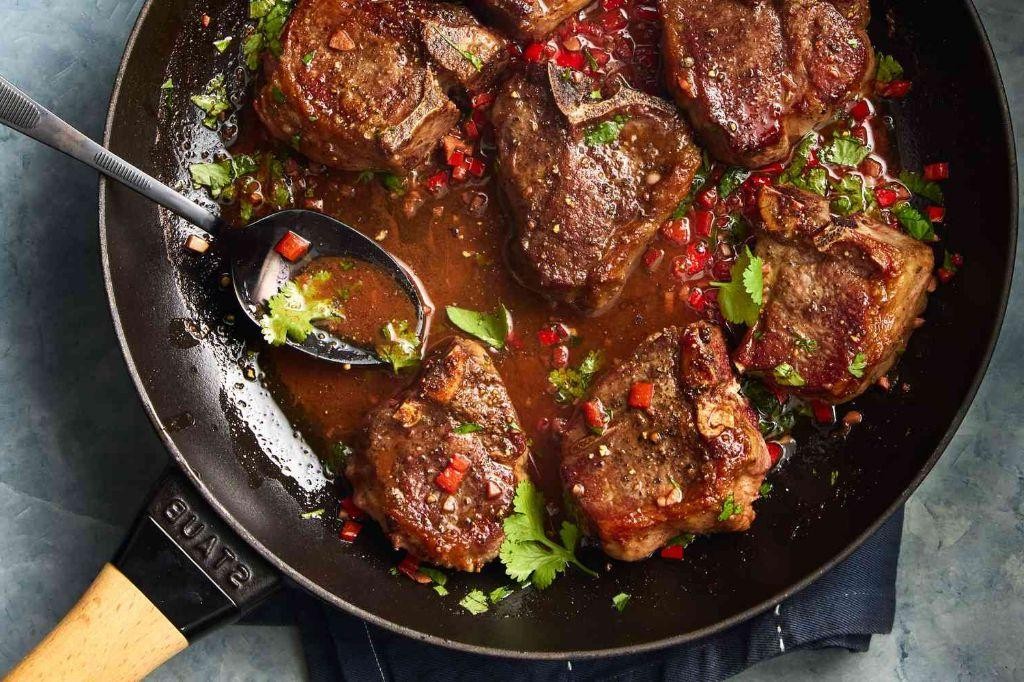 Pan-Seared Lamb Loin with Red Wine Reduction