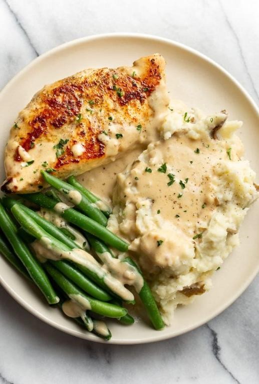 Parmesan Crusted Baked Chicken with Garlic Mashed Potatoes