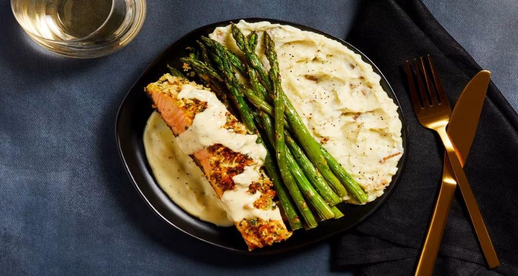 Parmesan Herb Crusted Salmon with Garlic Butter