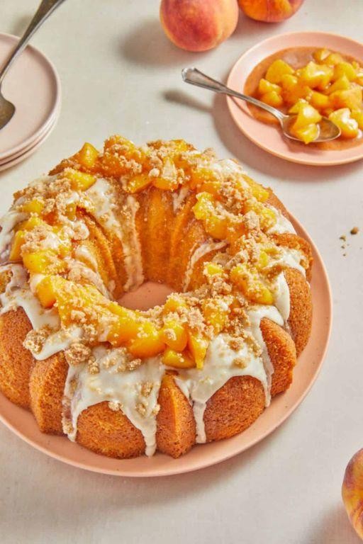 Peach Cobbler Punch Bowl Cake