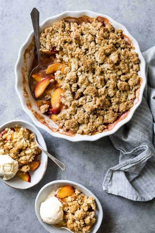 Peach Melba Crumble with Almond Flour Crust