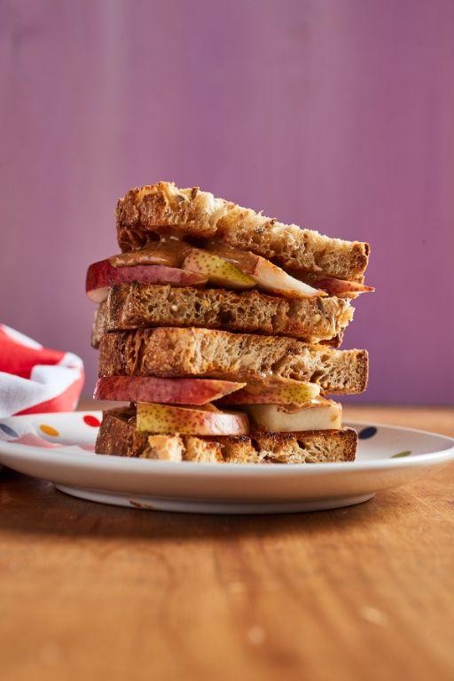 Peanut Butter and Sliced Pear Sandwich