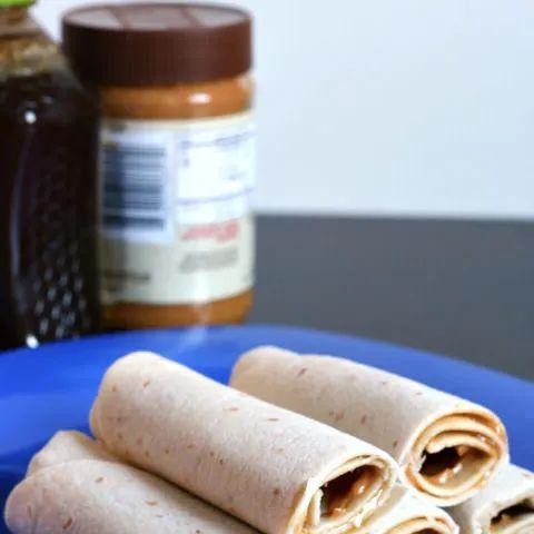 Peanut butter and tortilla roll-ups