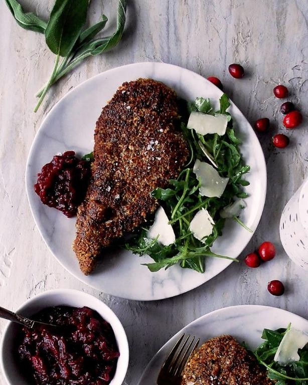 Pecan Crusted Chicken with Cranberry Sauce