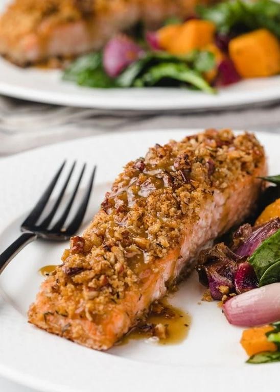 Pecan Crusted Salmon with Brown Sugar Glaze