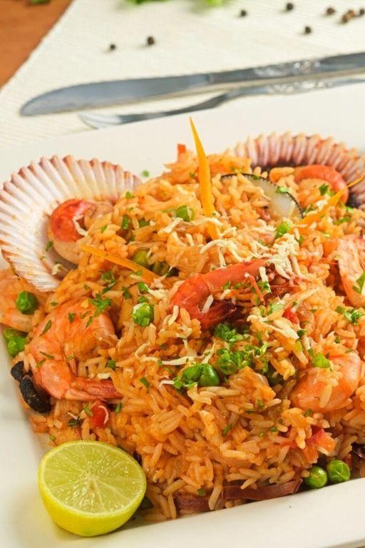 Peruvian Rice with Shrimp and Beer