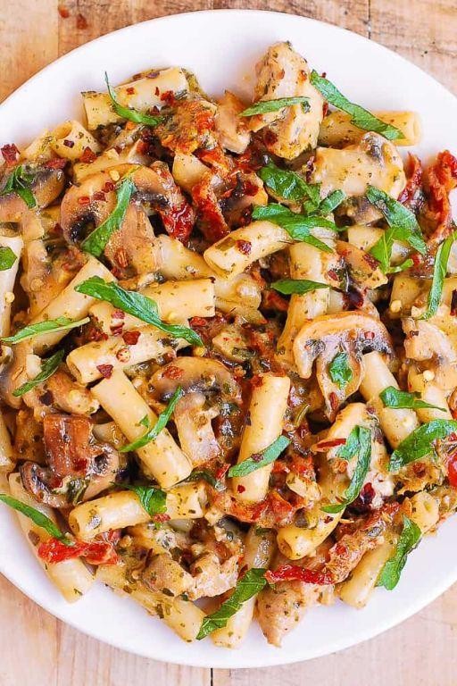 Pesto Chicken and Mushroom Bake
