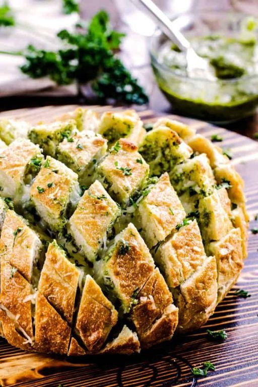 Pesto Mozzarella Pull Apart Bread