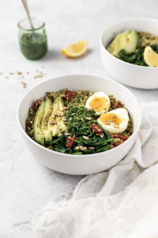 Pesto Quinoa with Sun-Dried Tomatoes