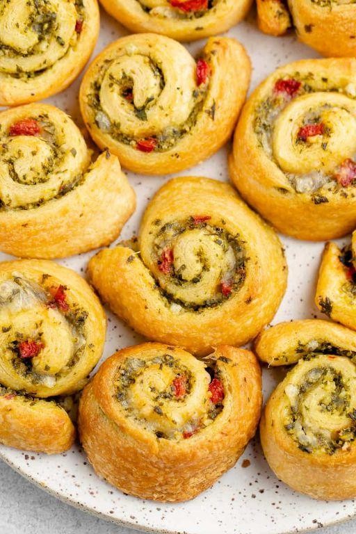 Pesto and Mozzarella Crescent Pinwheels