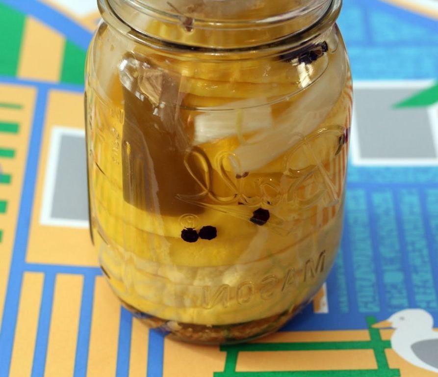 Pickled Crookneck Squash with Dill and Mustard Seeds