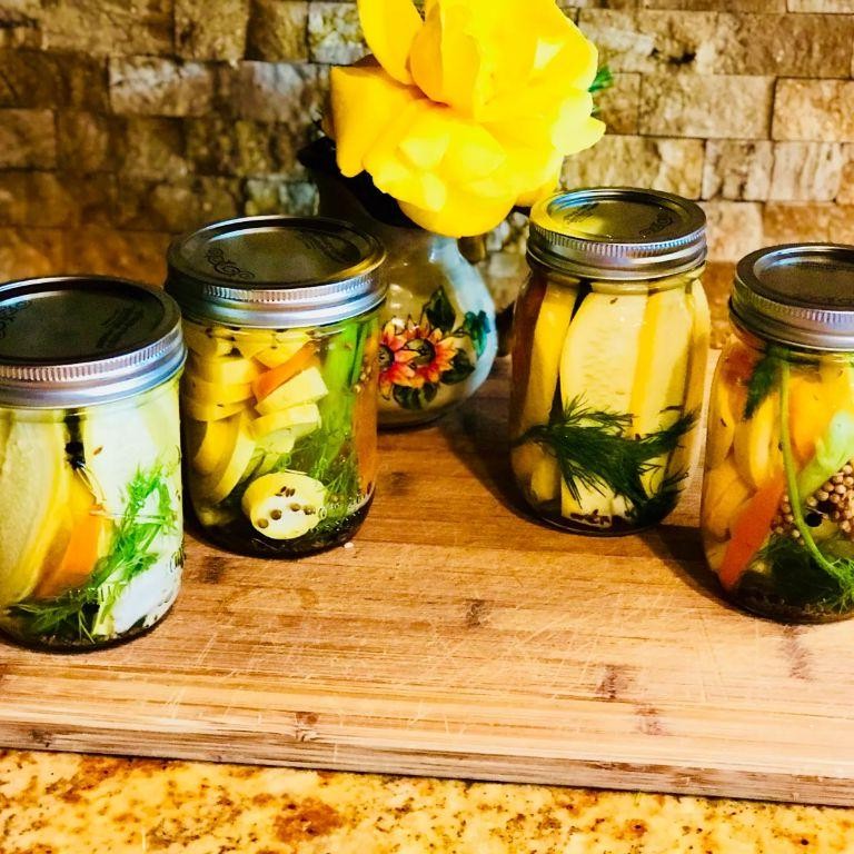 Pickled Squash Spears with Fresh Herbs