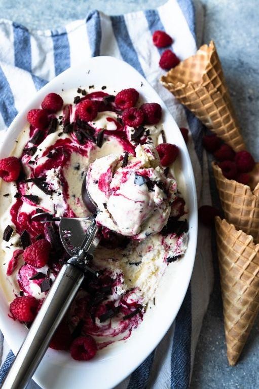 Pineberry Ice Cream with Chocolate Swirls