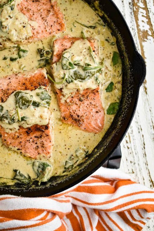 Poached Salmon with Creamy Dijon Sauce